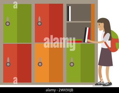 Student at school lockers vector icon isolated on white Stock Vector
