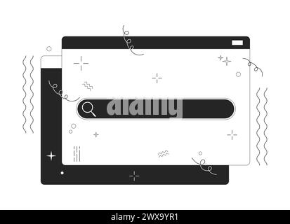 Search bar on website window black and white 2D line cartoon object Stock Vector