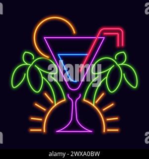 Neon logotype of bar or pub with drinks vector Stock Vector