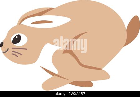 Rabbit running fast, hare animal in motion vector Stock Vector