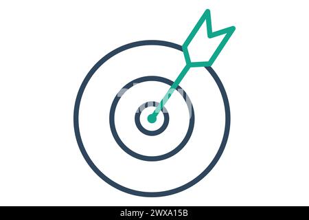 goal icon. arrow with circle. icon related to action plan, business. line icon style. business element illustration Stock Vector