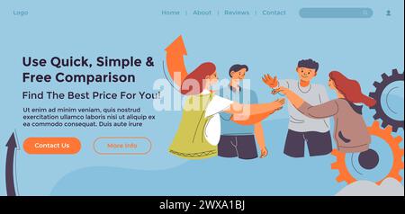 Use quick, simple and free comparison website Stock Vector