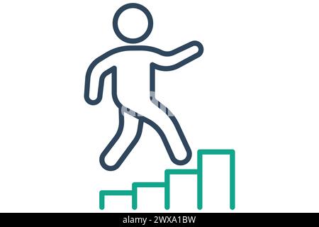 step icon. people climb stair. icon related to action plan, business. line icon style. business element illustration Stock Vector