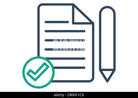 assessment icon. pencil and paper. icon related to action plan, business. line icon style. business element illustration Stock Vector