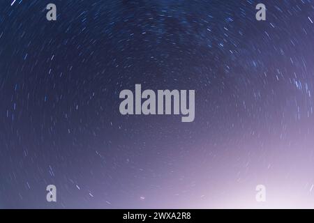 Star trails over the northern sky Stock Photo