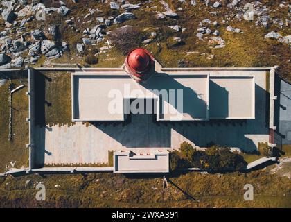 Complete lighthouse enclosure seen from above by drone Stock Photo