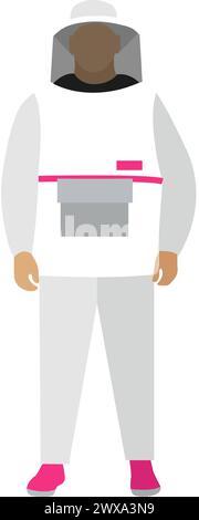 Beekeeper apiarist in uniform protective suit and mask vector icon isolated on white Stock Vector