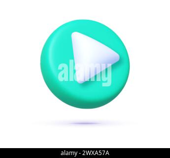 Modern play 3d, great design for any purposes. Video player. Vector isolated icon Stock Vector