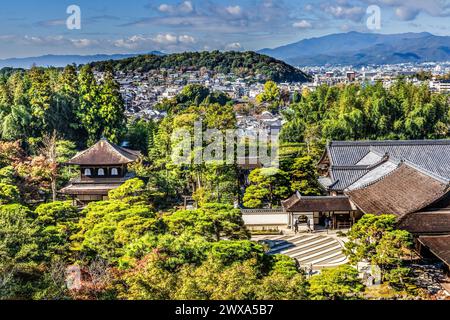 Colorful Ginkakuji Silver Pavilion Temple Rock Garden Kyoto Japa Stock Photo