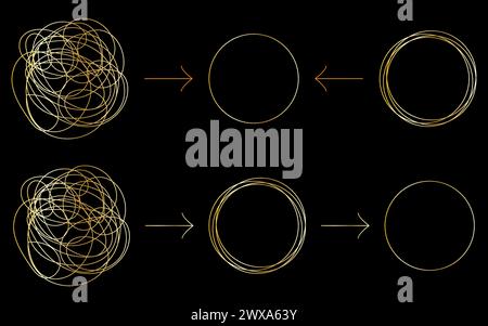 Chaotically tangled line drawing psychotherapy's concept of solving problems is easy vector illustration. Stock Vector