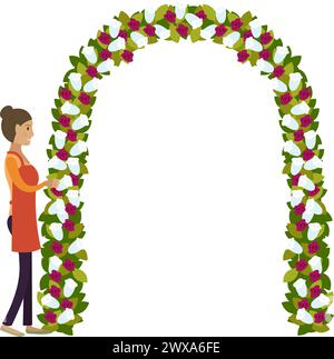Wedding arch decoration vector icon isolated on white Stock Vector