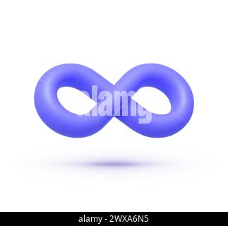 Infinity sign in 3d style on blue background. Endless infinity sign. 3d vector illustration Stock Vector