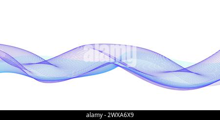 Abstract blue and purple lines on white background. Vector illustration. Banner, poster waves design. Stock Vector