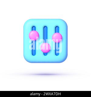 Adjustable in 3d style on white background. Icon symbol. 3d vector icon Stock Vector