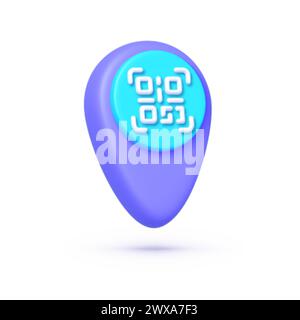 Qr code location in 3d style, great design for any purposes. Location 3d icon for web design. Vector illustration Stock Vector