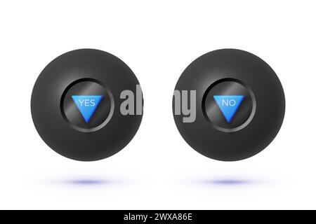 Magic ball 8 in 3d style on white background. Play sign. Vector isolated illustration Stock Vector