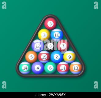 Billiard ball in american style on green background. Sport game. Vector illustration Stock Vector