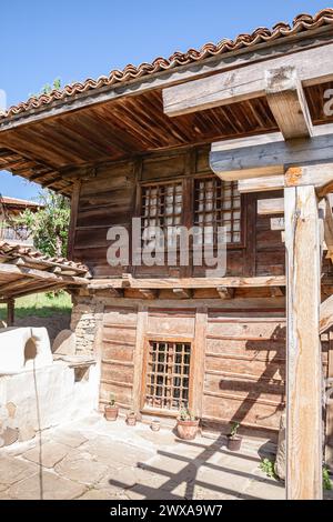 Detail from a Bulgarian Revival style house. Selective focus with shallow depth of field. Stock Photo