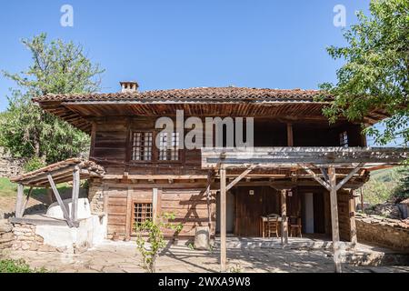 Detail from a Bulgarian Revival style house. Selective focus with shallow depth of field. Stock Photo