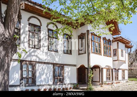 Detail from a Bulgarian Revival style house. Selective focus with shallow depth of field. Stock Photo