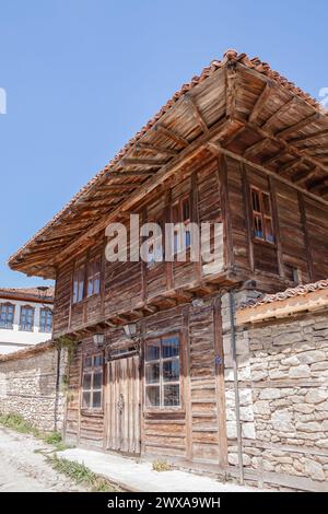 Detail from a Bulgarian Revival style house. Selective focus with shallow depth of field. Stock Photo