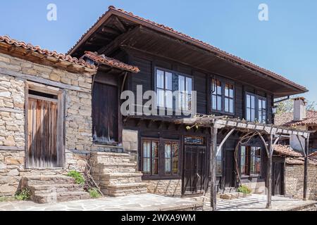 Detail from a Bulgarian Revival style house. Selective focus with shallow depth of field. Stock Photo