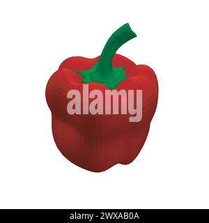 Red Pepper logo template icon vector illustration. Polygonal model bell pepper. Red bell pepper isolated on white. Vector illustration. 3D. Stock Vector