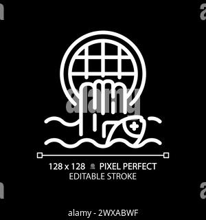 Water pollution white linear icon for dark theme Stock Vector