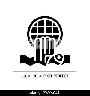 Water pollution black glyph icon Stock Vector