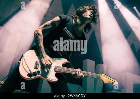 28th March 2024 - Newcastle, UK: Bad Nerves perform at O2 City Hall Newcastle supporting The Hives on their 2024 UK tour. Photo: Thomas Jackson / Alamy Live News Stock Photo