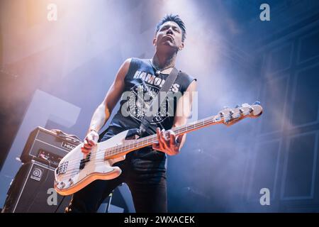 28th March 2024 - Newcastle, UK: Bad Nerves perform at O2 City Hall Newcastle supporting The Hives on their 2024 UK tour. Photo: Thomas Jackson / Alamy Live News Stock Photo