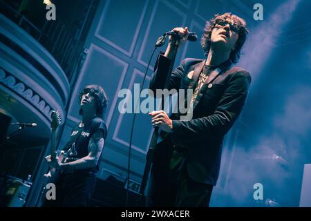 28th March 2024 - Newcastle, UK: Bad Nerves perform at O2 City Hall Newcastle supporting The Hives on their 2024 UK tour. Photo: Thomas Jackson / Alamy Live News Stock Photo