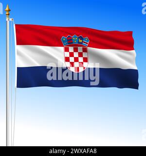 Croatia official national waving flag, European Union, vector illustration Stock Vector