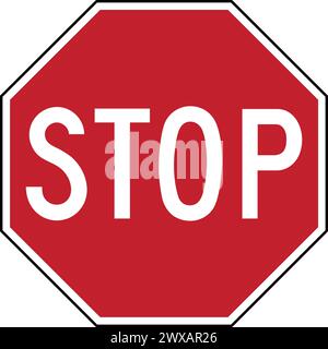 Stop sign - R1 series Stop and yield signs regulatory - vector America United States USA signs and Canada, Fiji, India, Indonesia, Lebanon, New Zealan Stock Vector