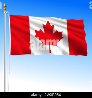 Canadian official waving flag, North America, vector illustration, maple leaf Stock Vector