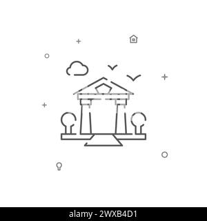 Gazebo on the sea, resort simple vector line icon. Symbol, pictogram, sign isolated on white background. Editable stroke. Adjust line weight. Stock Vector