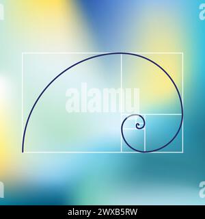 Perfect ratio proportion, golden spiral, Fibonacci sequence, abstract background Stock Vector