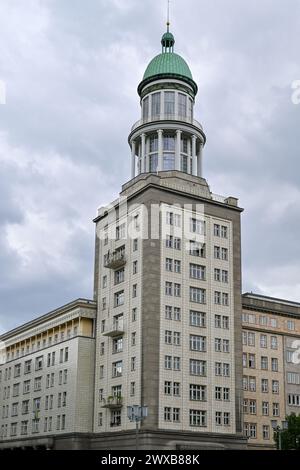 The Frankfurter Tor (Frankfurt Gate), a large square in the Friedrichshain district in Berlin, Germany. Stock Photo