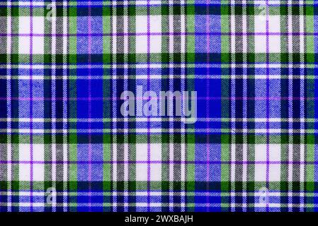 Texture of blue checkered fabric. Checkered cotton background Stock Photo