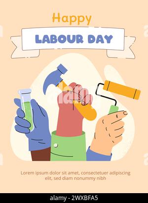 Happy labour day vector poster Stock Vector