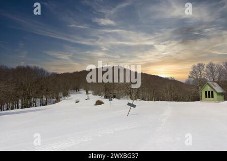 Sunset on Mount Botte Donato Parco Nazionale della Sila, Calabria, Italy Stock Photo