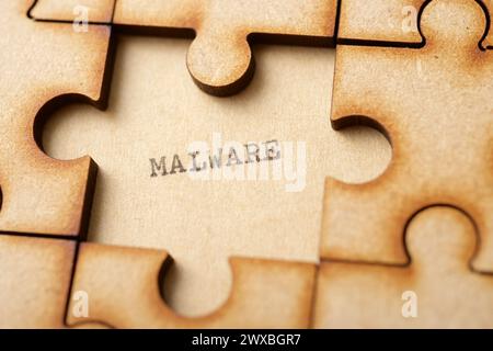 Malware word written with a typewriter. Stock Photo