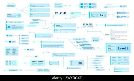 Futuristic infochart white vector set Stock Vector