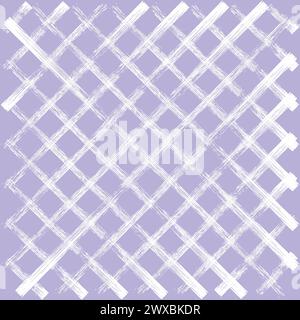 Vector hand drawn cute checkered pattern. Doodle Plaid geometrical simple texture. Crossing dry brush lines. Abstract crayon pattern ideal for fabric, Stock Vector