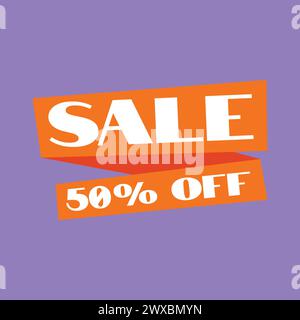 50% Off Sale Vector Promotion Ad Banner Icon 50% Off Sale Tag icon Illustration Stock Vector