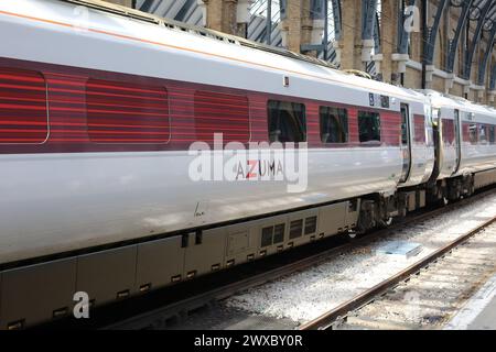 An AZUMA train waiting at King's Cross station in London. Stock Photo