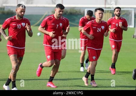 Afghanistan National Team players training during a training camp in Dubai UAE Stock Photo