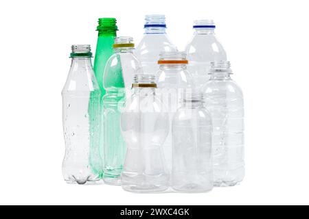Collection of plastic bottle isolated on white background Stock Photo