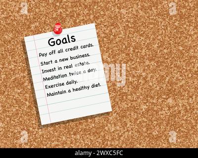 A goal sheet on a cork board Stock Photo