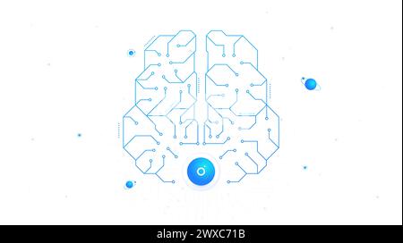 Ai brain white poster vector Stock Vector